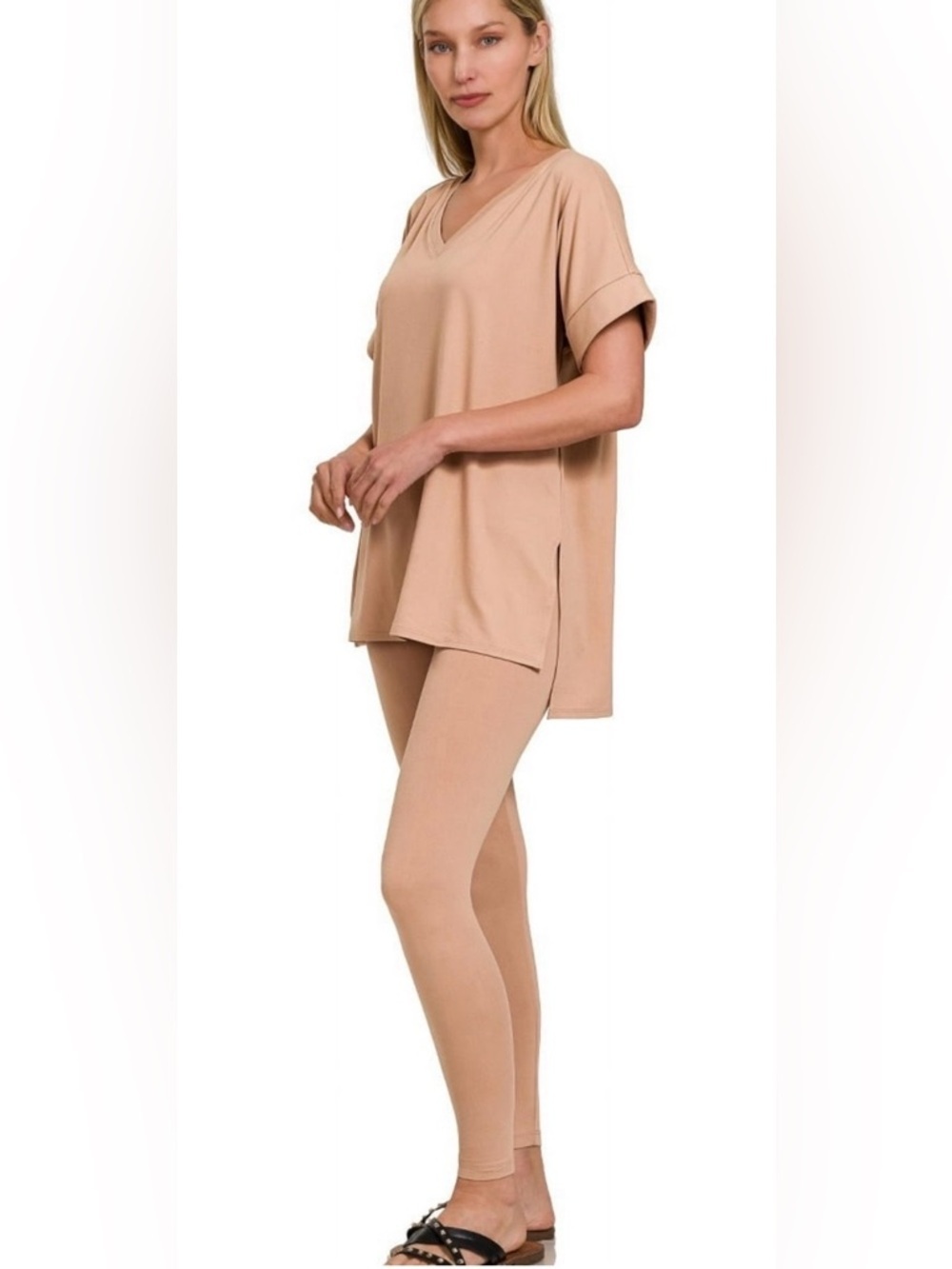 Zenana NWOT Soft Two-Piece Set in Nude Beige Size S